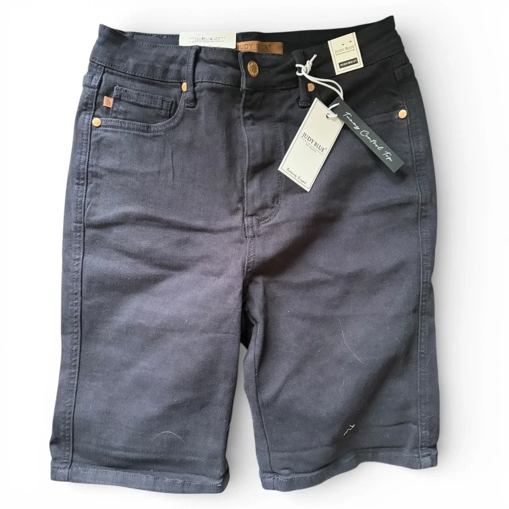 NWT Judy Blue Denim Shorts Navy Tummy Control High Waist JB150270 C-CO‎ M